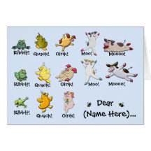 Ribbit ! Charlatan ! Krouik-krouik ! MOO ! Moooo ! Carte De Vœux