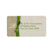 Ribbon and Burlap Green Labels