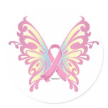 Ribbon Butterfly Round Stickers