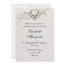 Ribbon Heart 5x7 Invitation Cream