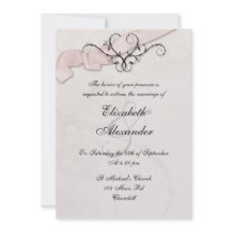Ribbon Heart 5x7 Invitation Pink
