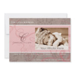 Ribbon pink baby birth announcement invitations