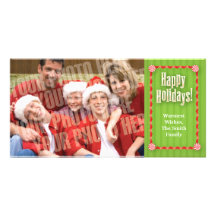 Ribbons & candy single photo photo greeting card