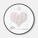 Ribbons & Rings with Wedding Couple Refrigerator Magnets