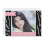 Ribbons Zebra Print Graduation: Pink Custom Announcement
