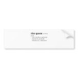 RICE QUEEN (definition) Bumper Sticker