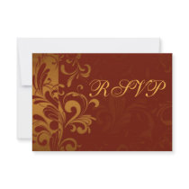 Rich Brick Red and Gold Reverse Swirl RSVP
