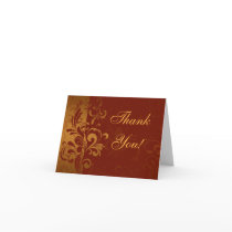 Rich Brick Red and Gold Reverse Swirl Thank You