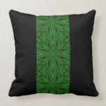 Rich Green Satin Fractal Stripe Throw Pillows