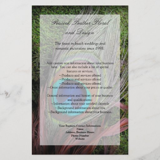 Rich Peacock Feather with Green Moss Custom Flyer