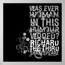 Richard III Wooed Quote (B&W) Print