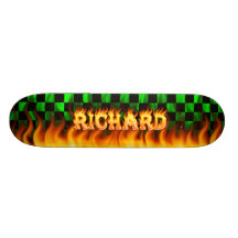 Richard real fire and flames skateboard design