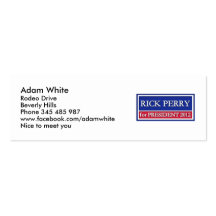 Rick Perry for President 2012 Business Card