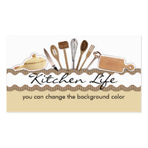 Rick rack country kitchen utensils cooking business card templates