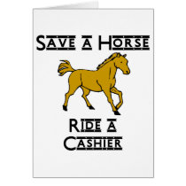 ride a cashier greeting cards