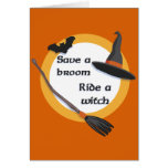 Ride a Witch Halloween card