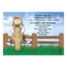 Ride 'em Cowgirl Blonde Braided Invitation