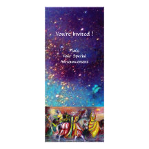 RIDERS IN THE NIGHT ,bright vibrant blue sparkles Invite