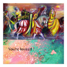RIDERS IN THE NIGHT ,pink purple green sparkles Custom Announcements