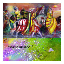 RIDERS IN THE NIGHT ,pink purple green sparkles Custom Announcements