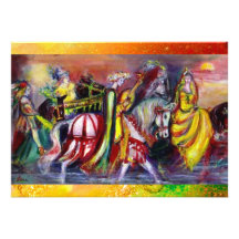 RIDERS  IN THE NIGHT, red yellow brown  sparkles Custom Invitation