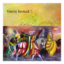 RIDERS IN THE NIGHT ,yellow red brown sparkles Personalized Invites