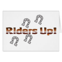 riders up! silver horseshoes greeting cards