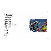 Rides at a county fair against a blue sky business card template