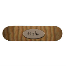 Ridged Wood Texture Monogram Custom Skateboard