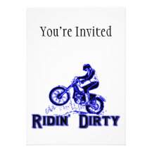 Ridin Dirty Dirt Bike Rider Personalized Invitations