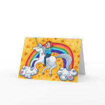 Riding a Unicorn Birthday card template