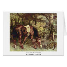 Riding In The Woods By Courbet Gustave Card
