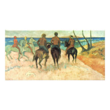Riding On The Beach By Gauguin Paul (Best Quality) Photo Card Template