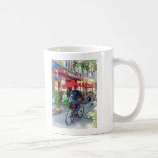 Riding Past the Cafe Mug