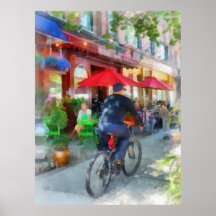 Riding Past the Cafe Poster