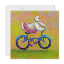 Riding to the Recital - fun ballet bird bike art Personalized Invitations