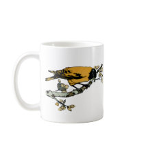 Rielaboration of Yellow Vintage Bird Illustration Coffee Mugs