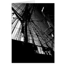 Rigging of a Tall Ship b&w card