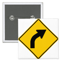 Right Curve Ahead Highway Sign Pins