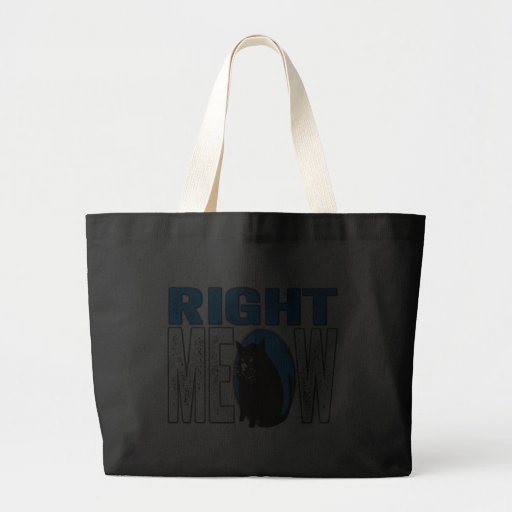 Right MEOW! Funny Kitty Cat Joke (Blue) Bags