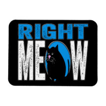 Right MEOW! Funny Kitty Cat Joke (Blue) Rectangular Magnet