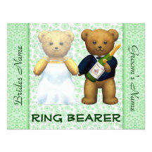 Ring Bearer Teddy Bears Apple Green Wedding Invite