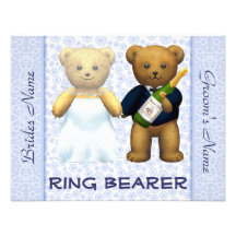 Ring Bearer - Teddy Bears Blue Wedding Invite