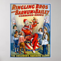 Ringling Brothers & Barnum & Bailey Vintage Clown Print