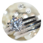 Rings and Pearls Engagement Envelope Seals Round Sticker