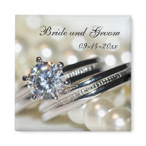 Rings and Pearls Save the Date Wedding Magnet