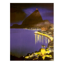 Rio de Janeiro vintage la nuit Carte Postale