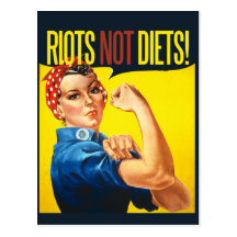 Riots not Diets - vintage feminism Postcards