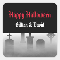RIP cemetery tombstone foggy happy halloween favou stickers