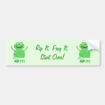 Rip It! Vector Crochet Frog (Green Background) Bumper Sticker